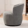 Grey Plush Swivel Accent Chair - Contemporary Round Armchair with 360¬∞ Rotation and Metal Base for Living Room Elegance