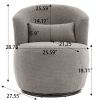 Grey Plush Swivel Accent Chair - Contemporary Round Armchair with 360¬∞ Rotation and Metal Base for Living Room Elegance