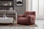 Soft Tufted Foam Bean Bag Chair With Teddy Fabric Bean Paste Red