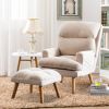 1pc Accent Click Clack Chair with Ottoman Beige Fabric