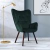 Modern Wingback Accent Armchair  DARK GREEN