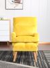 Accent Click Clack Chair with Ottoman Yellow Fabric Upholstered