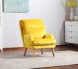 Accent Click Clack Chair with Ottoman Yellow Fabric Upholstered