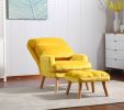 Accent Click Clack Chair with Ottoman Yellow Fabric Upholstered