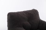 Soft Tufted Foam Bean Bag Chair With Teddy Fabric Dark Gray