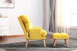 Accent Click Clack Chair with Ottoman Yellow Fabric Upholstered