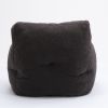 Soft Tufted Foam Bean Bag Chair With Teddy Fabric Dark Gray