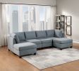 Living Room Furniture Corner Wedge Grey Linen Fabric