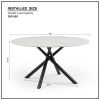 53.15" Modern Round Dining Table White Sintered Stone Tabletop with 4pcs Metal Cross Legs