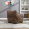 Soft Tufted Foam Bean Bag Chair With Teddy Fabric Coffee Brown