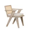 Mid-Century Accent Chair with Handcrafted Rattan Backrest