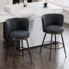 Gray Swivel Bar Stools - High-Back,