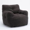 Soft Tufted Foam Bean Bag Chair With Teddy Fabric Dark Gray