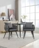 Grey Modern Velvet Dining Chairs Set of 2 Hand Weaving Accent Chairs Living Room Chairs Upholstered Side Chair with Black Metal Legs for Dining Room K