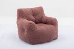 Soft Tufted Foam Bean Bag Chair With Teddy Fabric Bean Paste Red