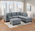 Living Room Furniture Corner Wedge Grey Linen Fabric