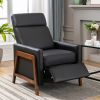 Wood-Framed  Leather Recliner Chair