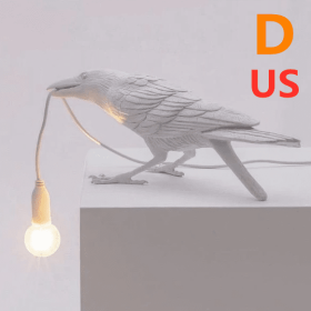 Creative Auspicious Bird Resin Wall Lamp Decoration (Option: White-D-US)