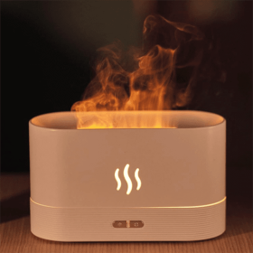 Flame Air Diffuser Humidifier,Upgraded Scent Diffuser For Essential Oils,Ultrasonic Aromatherapy,Fire Mist Humidi With 2 Brightness,Auto-Off Function (Color: White)