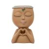 1pc Figure Flower Pot; Women Face Statue Vase Planter Ornaments;