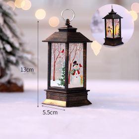 1pc Christmas Lantern Decoration; (Color: Golden Snowman Small Flame Lamp)