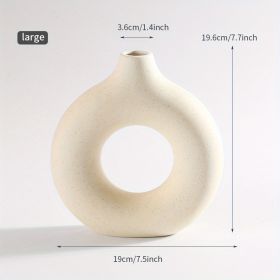 1pc; White Ceramic Vase White Vases For Decor; (Color: Cream Color, size: large)