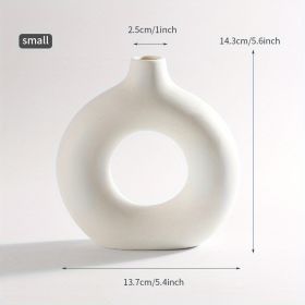 1pc; White Ceramic Vase White Vases For Decor; (Color: Ivory White, size: small)