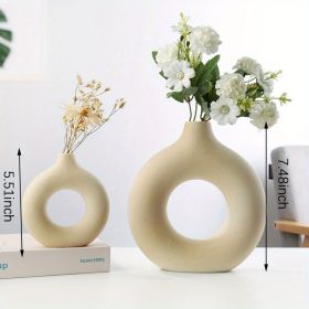 1pc; White Ceramic Vase White Vases For Decor; (Color: Cream Color, size: Small + Large Vase)