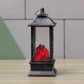 1pc Christmas Lantern Decoration; (Color: Silver, Black Charcoal Fireplace Small Flame Lamp)