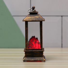 1pc Christmas Lantern Decoration; (Color: Golden, Black Charcoal Fireplace Small Flame Lamp)