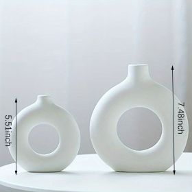 1pc; White Ceramic Vase White Vases For Decor; (Color: Ivory White, size: Small + Large Vase)