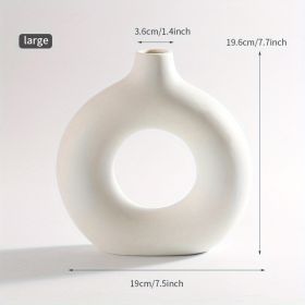 1pc; White Ceramic Vase White Vases For Decor; (Color: Ivory White, size: large)