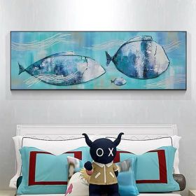 Hand Painted Oil Painting Modern Abstract Fish Family Living Room Hallway Bedroom Luxurious Decorative Painting (Style: 1, size: 50x100cm)