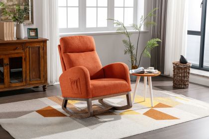 COOLMORE Rocking Chair, Modern Glider Chair, Recliner Armchair with Wood Legs and Side Pocket (Color: as Pic)