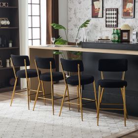 Black 2 Set Modern Teddy Fabric Upholstered Bar Stools (Color: as Pic)