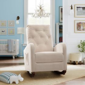 Baby Room High Back Rocking Chair Nursery Chair , Comfortable Rocker Fabric Padded Seat ,Modern High Back Armchair (Color: as Pic)