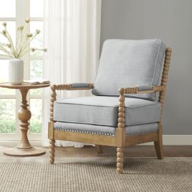 Dusty Blue Upholstered Fabric Accent Arm Chair (Color: as Pic)