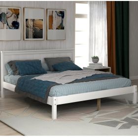 Full Espresso Platform Bed Frame with Headboard (Color: White)