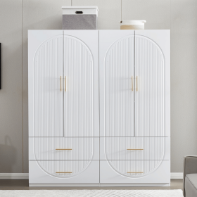 74" H Wardrobe Closet with 2 Doors Wood Armoire Wardrobe Closets Cabinet Wardrobe Cabinet White Storage Cabinet Bedroom Armoires with Hanging Rod 2 Dr (size: YG-19)