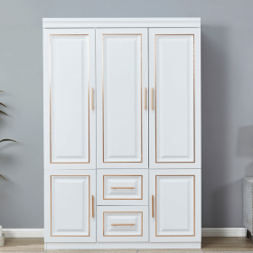 74" H Wardrobe Closet with 2 Doors Wood Armoire Wardrobe Closets Cabinet Wardrobe Cabinet White Storage Cabinet Bedroom Armoires with Hanging Rod 2 Dr (size: YG-5)