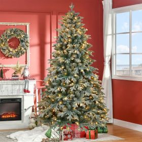 7ft Lighted Artificial Christmas Tree with Wreath Set of 2 , Christmas Tree Holiday Decoration, Creative Decorated Trees (Color: as Pic)