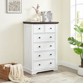 6 Drawer Dresser,6 Drawers cabinet Tall Chest of Drawers Closet Organizers Storage Clothes, cabinet of 6 drawers Living Room (Material: MDF, Color: White)