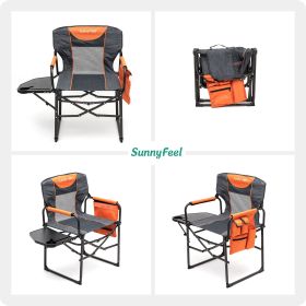 Camping Directors Chair, Heavy Duty,Oversized Portable Folding Chair with Side Table, Pocket for Beach, Fishing,Trip,Picnic,Lawn (Color: Orange)