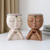 1pc Figure Flower Pot; Women Face Statue Vase Planter Ornaments;