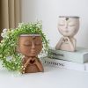 1pc Figure Flower Pot; Women Face Statue Vase Planter Ornaments;