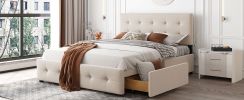 Upholstered Platform Bed with Classic Headboard