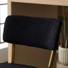 Black 2 Set Modern Teddy Fabric Upholstered Bar Stools