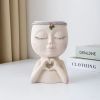 1pc Figure Flower Pot; Women Face Statue Vase Planter Ornaments;