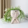 1pc Figure Flower Pot; Women Face Statue Vase Planter Ornaments;