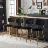 Black 2 Set Modern Teddy Fabric Upholstered Bar Stools